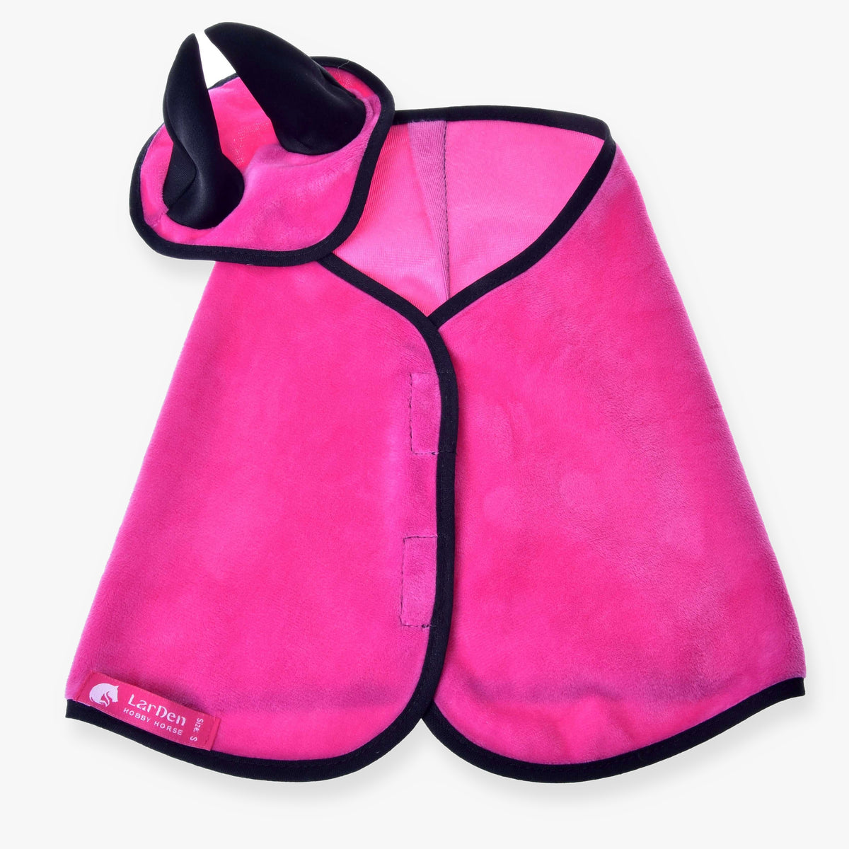 LarDen Hobby Horse szett Hot Pink (fülvédő + takaró): puha, bársonyos takaró és fülvédő fekete fülekkel és szegéllyel
