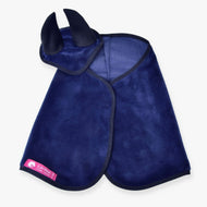 LarDen Hobby Horse szett Dark Blue (fülvédő + takaró): puha, bársonyos takaró és fülvédő fekete fülekkel és szegéllyel