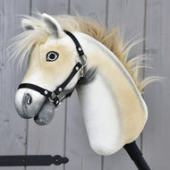 Hobby Horse Honey Pearl by LarDen, cream and golden plush head with grey muzzle, long blond mane and black halter