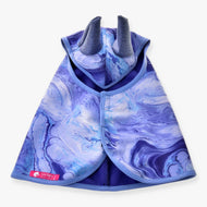 LarDen Hobby Horse esőtakaró Galaxy Blue felülről: márványos orgonalila-kék minta kékesszürke fülekkel és világoskék szegéllyel