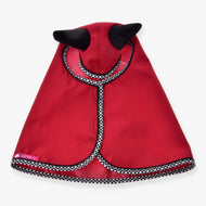 LarDen Hobby Horse esőtakaró Red Ferrari felülről: piros, fekete fülekkel és fekete-fehér geometrikus mintás szegéllyel