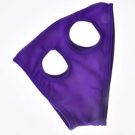 Horse Mask without ears Indigo laid flat on white, a smooth violet Hobby Horse mask with two round eye holes
