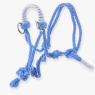 Hobby Horse Rope halter Sky by LarDen, sky blue knotted rope halter with white braided noseband and silver rings