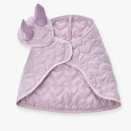 Hobby Horse szett Sweetest Heart a LarDen kollekciójából: lila, szívmintásan steppelt takaró és fülvédő csillámpöttyökkel és szatén fülrészekkel