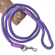 Hobby Horse rope stripe Viola by LarDen, purple lead rope with purple and silver wraps and a silver snap hook